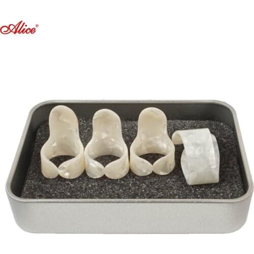 Alice 4pcs/set Celluloid 1 Thumb + 3 Finger Guitar Picks Guitar Plectrums Sheath For Acoustic Electric Bass Guitar