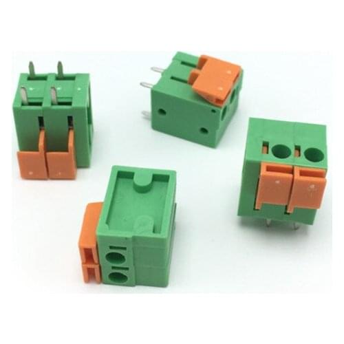 Free shipping 10pcs KF142V-5.08MM 2/3/4/5/6/7 / 8P Pitch 5.08mm screw-free pcb terminal green splicing
