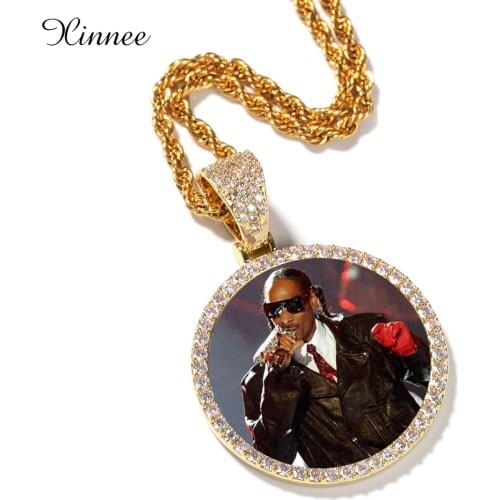 Custom Photo Memory Medallions Solid Pendant Personalized Cubic Zircon Chains Gift Hip Hop Necklace With Tennis Chain Jewelry