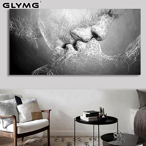Black and White diamond painting Love Kiss Picture Full Diamond Embroidery Cross Stitch Diamond Mosaic Art Painting Accessories