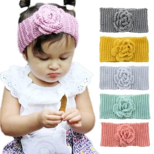 Baby Headbands Elastic Knitting Hair Band Kids Baby Girls Toddler Floral Super Stretchy Soft No Trace Princess Autumn Warm Head