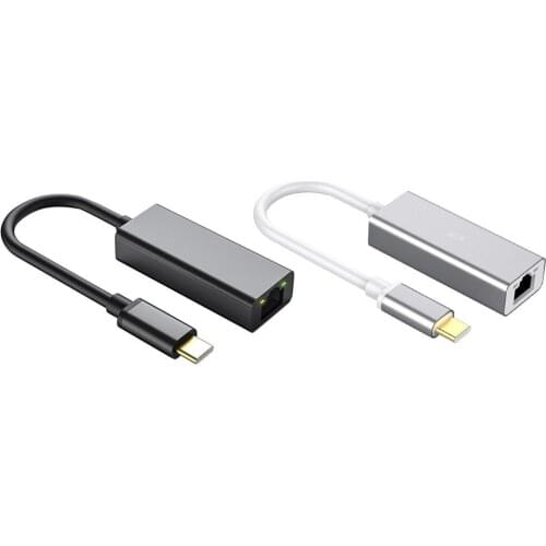 Durable Converter Delicate Texture Wear-resistant Aluminum Alloy Lan Ethernet Adapter Type-C to RJ45 Network Converter
