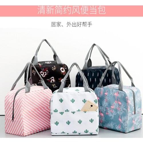 Functional Pattern Cooler Lunch Box Portable Insulated Canvas Lunch Bag Thermal Food Picnic Lunch Bags For Women Kids