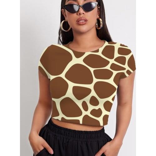 3d Tshirt Animal T-shirt Women Giraffe T-shirts 3d Brindle Navel Bare Psychedelic Tshirt Printed Womens Clothing Summer Fashion