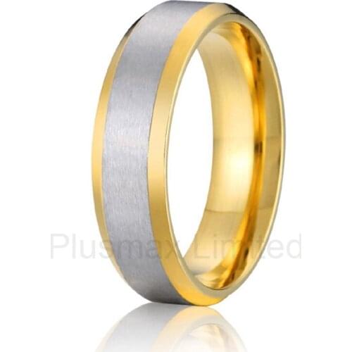Good quality cheap price online store gold color titanium steel jewelry ring mens promise wedding band