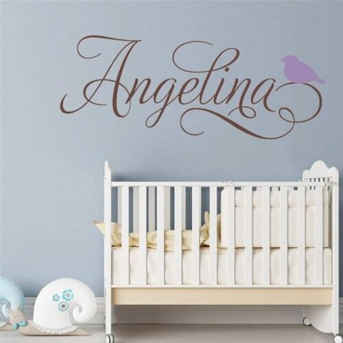 Name wall stickers for kids rooms decor with Bird Custom Decal Childrens Wall decals Girl Name Decal Birds Nursery Decor HY74