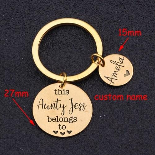 Customized Name Aunty Gift Holiday Gift Birthday Surprise Creative Charm Keychain Fashion Carving: This Aunty Belongs To