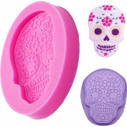 JX-LCLYL Halloween Skull Mould Fondant Cake Chocolate Silicone Molds Cupcake Baking Tool