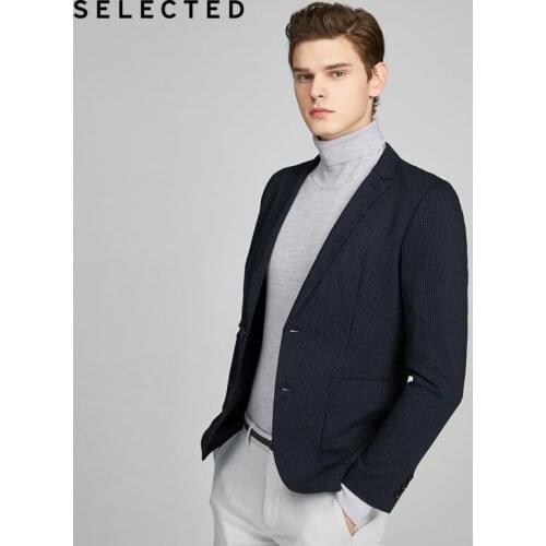 SELECTED Mens Slim Fit Striped Knitted Business Blazer Jacket S|420108503