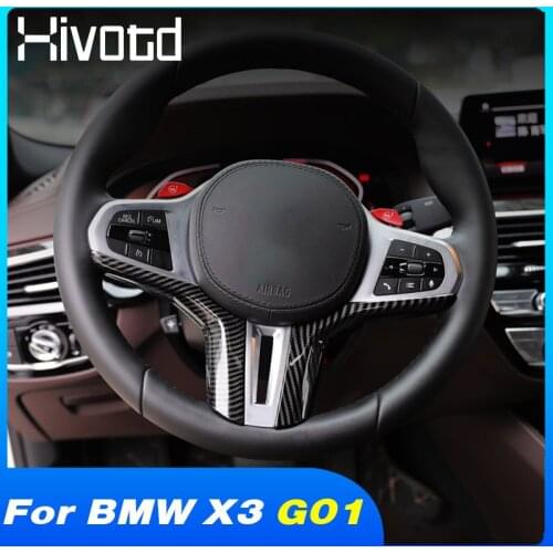 Hivotd Steering Wheel Trim Cover Frame Interior Decoration Accessories Car Modification Styling Parts For BMW X3 G01 2018-2021