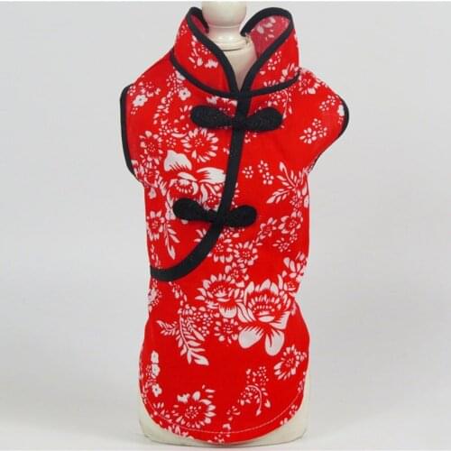 2020 New Dog Clothes Chinoiserie Cheongsam Embroidery Jacket New Year Clothes Chinese Costume Pet Clothes