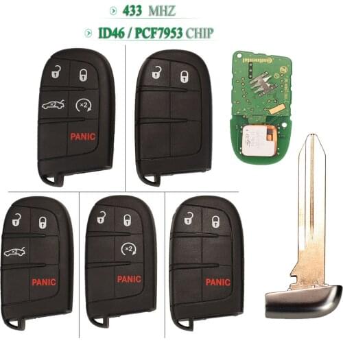 Bilchave Original Smart Remote Fip Car Key 433Mhz PCF7953/ID46 Chip 2/3/4/5 Buttons For Dodge Journey Challenger SRT CK