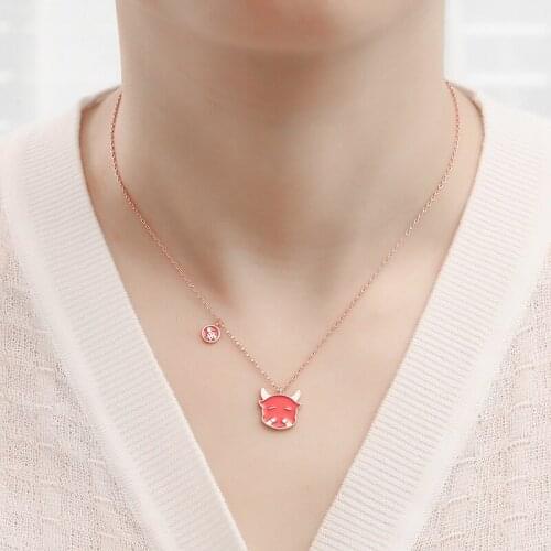 Temperature changing Necklace chaoniu clavicle chain birthday gift new Chinese style Zodiac ox letter necklace