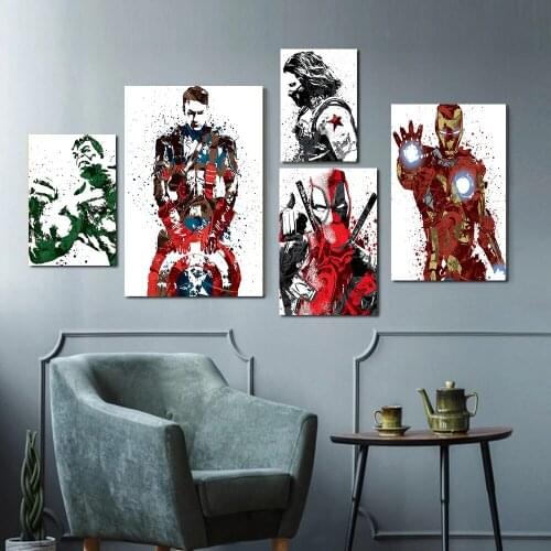 Print Marvel Superhero Watercolor Painting Canvas Wall Art Poster Decoration Home Decor Cuadros Baby Gift