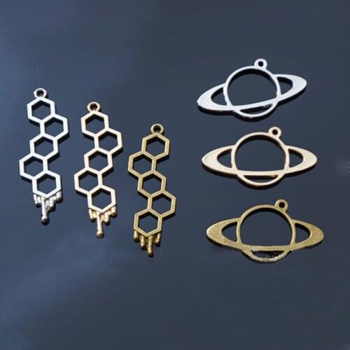 Planetary Honeycomb Pattern DIY Crystal Epoxy Metal Frame Ornaments Decor Accessories Handcraft Necklace Pendant Making Molds