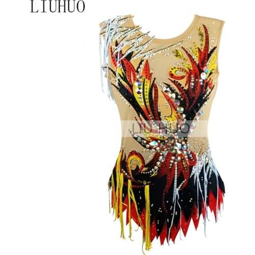 LIUHUO Figure Skating Dress Womens Girls' Ice Performance Rhythmic Gymnastics Competition Leotard Dance Ballet Sleeveless Sport