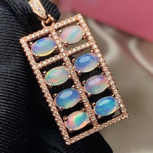 Fine Jewelry Natural Opal 925 Sterling Silver Luxury Girl Pendant Necklace Chain Support Test Hot Selling