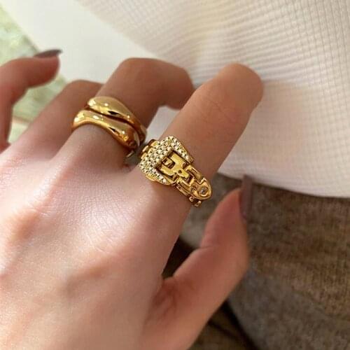 Luxury Brand Design Zircon Beads Ring Jewelry For Women High Quality Personality Cool Design Gold Finger Rings Ladies Gift