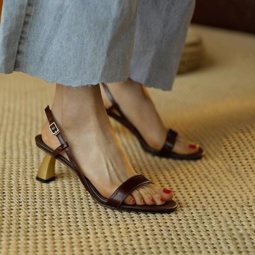 Retro Fashion French Sandals Women Ins Fashion A- Line with Roman Shoes Chunky Heel High Heels High Heels Sandals Women