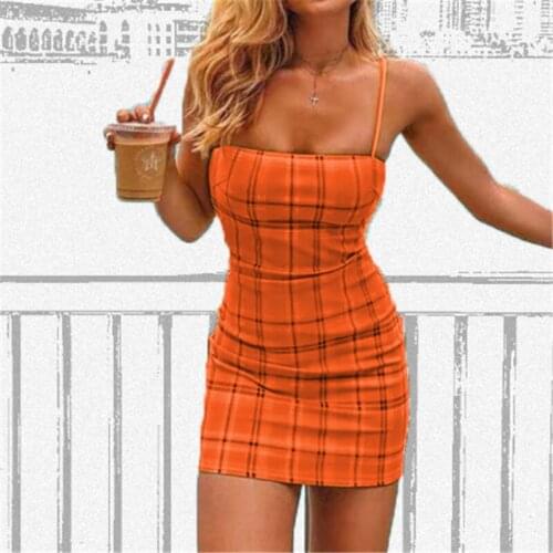 Sexy Dress Club Wear 2019 Women Vestidos Summer Sleeveless Bodycon Dress Fashion Plaid Slim Pencil Bandage Party Dresses