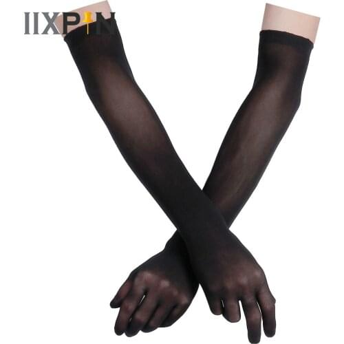 Sexy Lace Thin Transparent Smooth Breathable Long Gloves Seamless High Elasticity Women Man Gloves Mittens for Sun Protection
