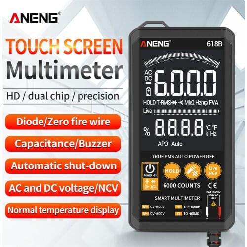 Touch Digital Multimeter 618B DC/AC Professional Analog Tester True RMS Multimetro Transistor Capacitor NCV Testers Meter