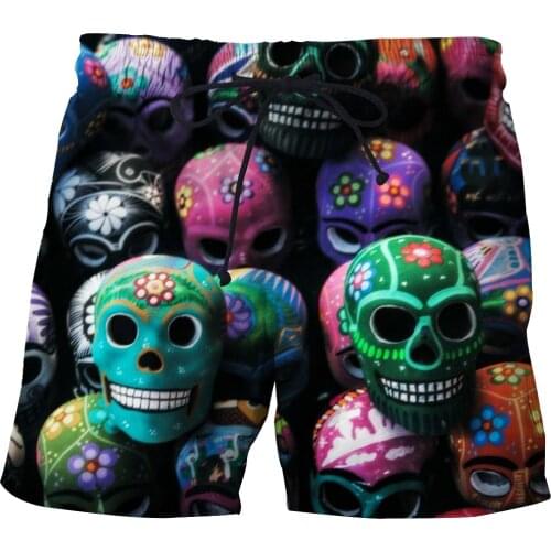 3D Shorts Mens Skull Printed Shorts Summer Casual Beach Shorts For Men 2021 New Male Quick-drying Shorts Loose Stretch shorts