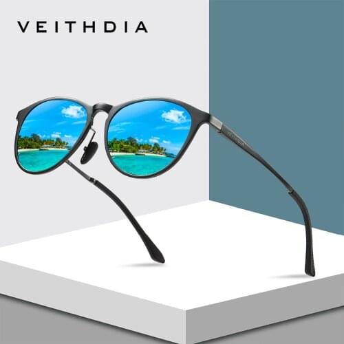 VEITHDIA Unisex Retro Aluminum Magnesium Mirror Sunglasses Polarized Lens Vintage Eyewear Driving Sun Glasses Men/Women 6625