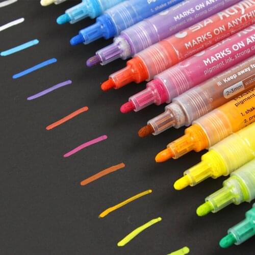 STA Waterproof Metallic Acrylic DIY Paint Highlighter Art Marker Pen Sketch Drawing Craft Scrapbook Supplies