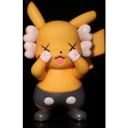 TAKARA TOMY Pokemon pikachu Tide brand KAW Yellow black gray Model figure Car decoration kids birthday toy Surprise gift