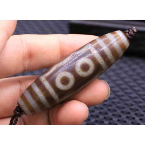 Treasure Magic LKbrother Top Quality energy Tibetan Old agate 5 eye Totem dZi Bead 72*20mm TTT