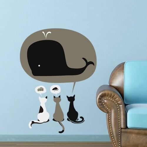 Cat Have A Dream Eating Cake Mouse Shark Wall stickers For Kids Rooms home decoration inspiring wall Decals Nursery Room Decor