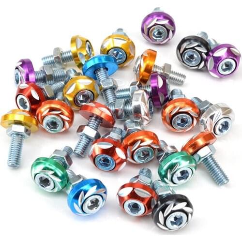 Motorcycle License Plate Screw Plate Holder Matching Aluminum Alloy Screw + Nut + Screw Cover Colored License Plate Holder Screw