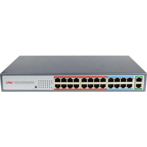 Top-rank supplier 24 channel ethernet switch 48v switch poe 24 port with POE power through cable