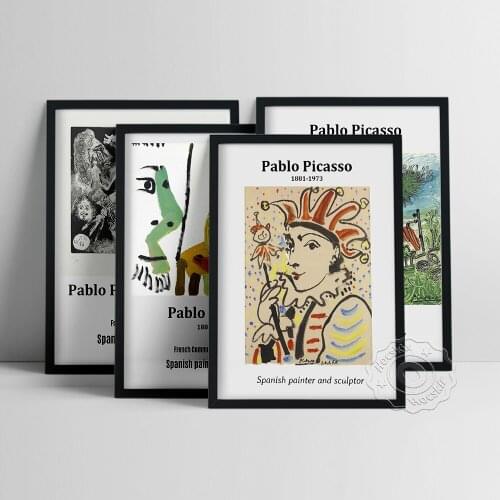Pablo Picasso Museum Exhibition Poster, Jester Clown Lithograph, Picasso Abstract Human Oil Painting, Vintage Bedroom Home Decor