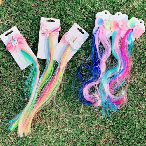 New Girls Dream Colorful Unicorn Butterfly Star Wig Hairpins Children Cute Hair Clips Headbands Barrettes Kids Hair Accessories