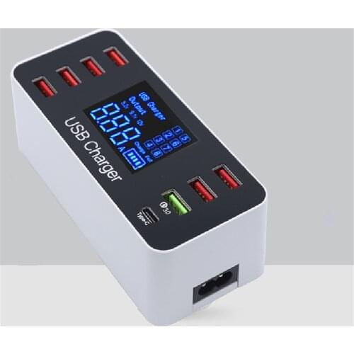 QC3.0 8USB Charging Station 40W Power Adaptor Digital Display USB Charger for Phone Tablet Smart Devices 8Ports Charger Station