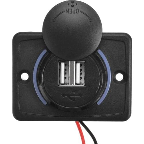 3.1A Dual USB Port Car Socket Charger 12-24V Charging Socket Adapter Waterproof RVs Buses Charger Replacement For Mobile Phone