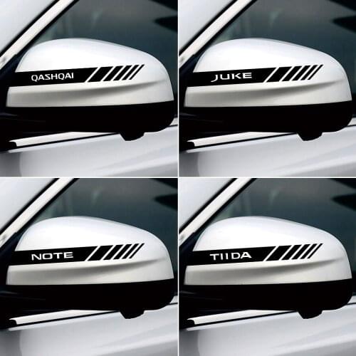 2PCS Car Rearview Mirror Reflective Sticker For Nissan Nismo Tiida Teana Leaf Micra Sentra Juke X-trail Qashqai NOTE Patrole etc