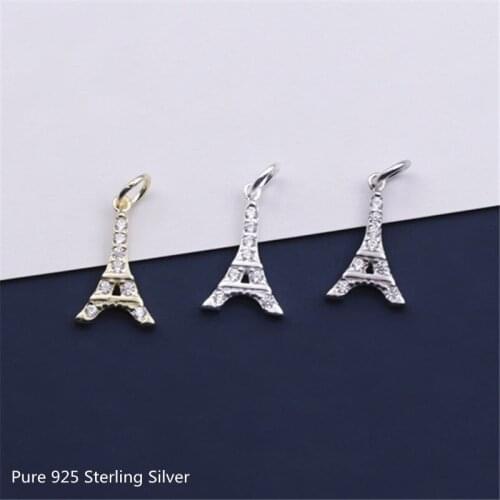 Buyee DIY Jewelry Findings 925 Sterling Silver Eiffel Tower Pendant Charm for Women Kids Pendant Bracelet Jewelry Accessories