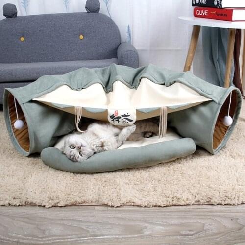 Pet supplies foldable pet park access four seasons available, detachable toy runway drill hole cat litter tunnel