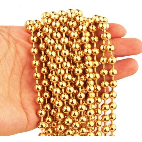 1.5/2/3/4/5/6/8/10/12mm Gold Tone Wolesale DIY Fashion Jewelry Stainless Steel Ball Bead Chain Necklace Dog Tags Chain Keychain