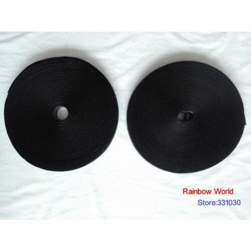 1# Black Fastener Magic Tape with Hook and Loop stick fabric bags garment clothes toys shoes 25meter/ roll,width 2cm