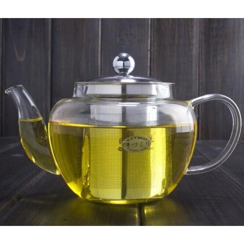 1PC 600ml Apple Shape Glass Teapot Elegant Cup Glass Tea Set Flower Tea Cup Stainless Steel Filter Glass Teapot EJN 1016
