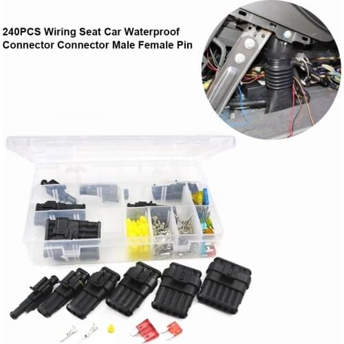 240PCS Car Wiring Seat Car Waterproof Connector Male Female Pin / Socket Wiring Spring Terminal Set