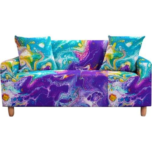 3D Digital Marble Stretch Sofa Cover Water color Slipcovers Elastic Armchair Dining Room Living Room Decor