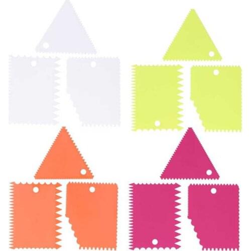 3Pcs Cake Cream Scraper Pasty Cutters Scraper Irregular Teeth Edge DIY Smoother