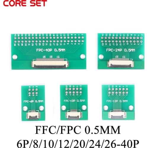 5pcs FPC FFC Cable 6 8 10 12 14 20 30 40 PIN 0.5mm pitch Connector SMT Adapter to 2.54 mm 1.0 inch pitch through hole DIP PCB