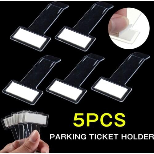5pcs/set Car Vehicle Parking Ticket Permit Holder Clip Sticker Windscreen Window Fastener Stickers Timing Document Accessories