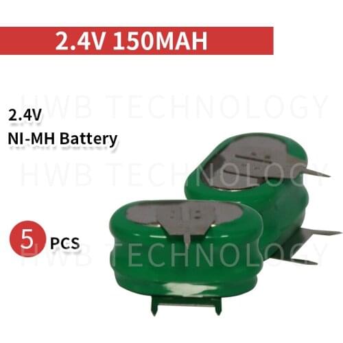 5 Pieces/lot Original New KX 2.4V 150mAh Ni-MH Rechargeable Button Cell Battery Ni MH Batteries With Pins Free Shipping